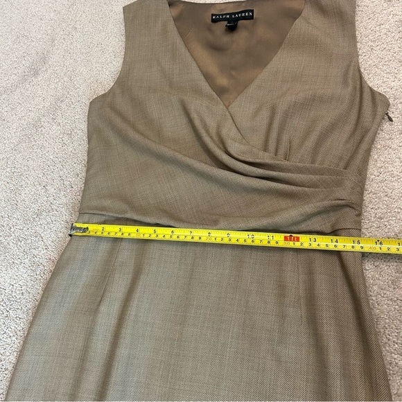 Ralph Lauren tan camel brown sleeveless wool cashmere belted midi dress Sz 10 - Picture 13 of 15